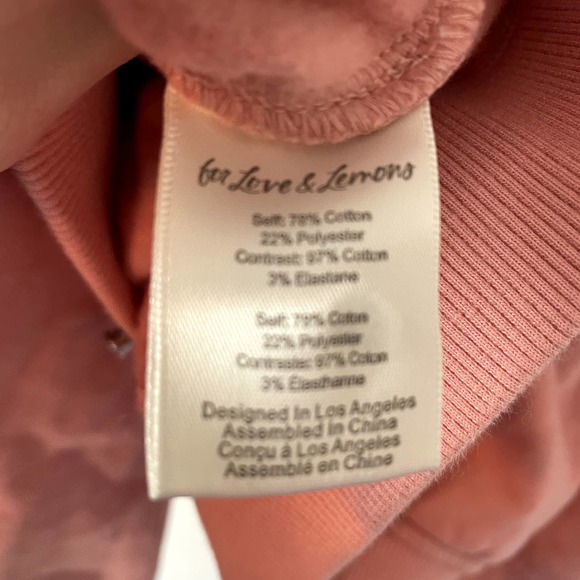 FOR LOVE & LEMONS Josie Cropped Sweatshirt in Coral Pink EUC SZ XL - Picture 15 of 16